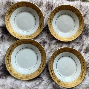 4 Gold Greek Key Tea & Coffee Saucers
